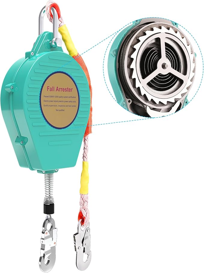 23ft Self Retracting Lifeline 330lbs Fall Arrester Fall Protection with Alloy Steel Hook & Steel Wire Rope