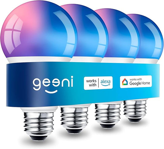 Geeni Prisma Plus 800 Dimmable Smart Light Bulbs with 2.4 GHz Wi-Fi Connectivity – Color-Changing & Tunable White, A19 LED Smart Bulb – Works with Alexa & Google, 1-Pack