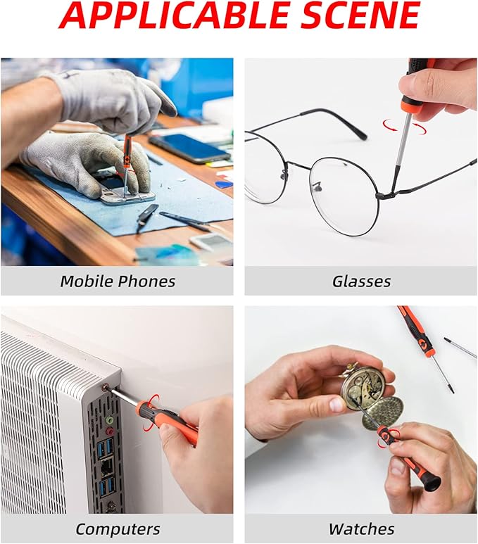 Precision Screwdriver Set 9-Piece Durable Chrome Vanadium Steel Shaft, Magnetic Tip, Ergonomic Grip, and Swivel End Cap (9-Piece)