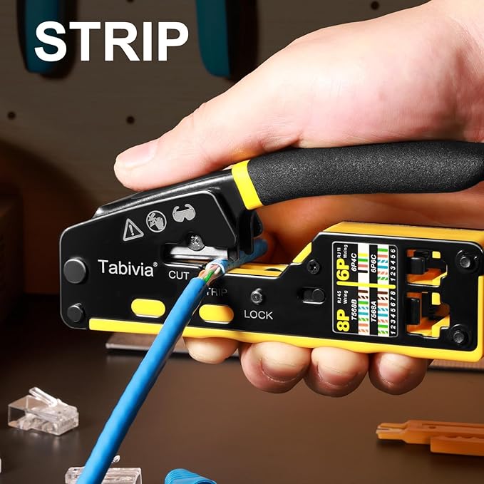 RJ45 Crimp Tool Pass Through Ethernet Crimping ToolKit Cat6 Cat5e Cat6a RJ45 Crimper