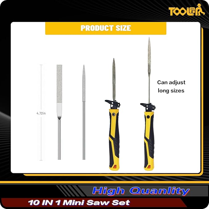 10-In-1 Model Craft Hand Saw & File Set. DIY Mini Razor Saw&File Kit for Handcrafted, Modeling, Plastic, and Other Fine Cutting, Reliable Blade Quick Change Mechanism