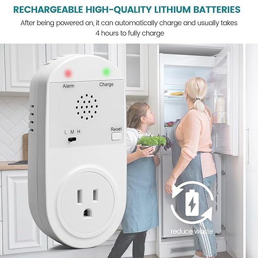 Briidea Power Failure Alarm with High/Low Voltage Alert, LED Indicators, 100-120dB Adjustable Alarm, Perfect for Refrigerators, Freezers, and Sewage