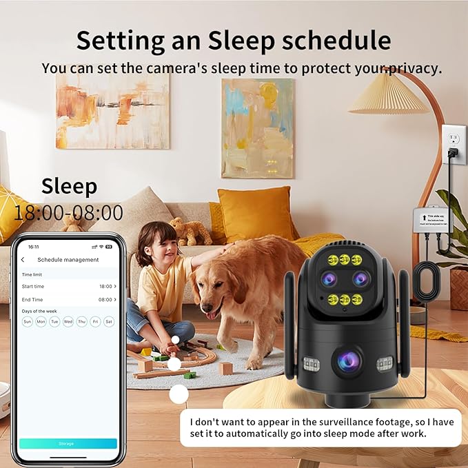 Triple-Lens Outdoor Security Camera with 10X Zoom,Wired 2.4G/5G WiFi Camera for Home Security,24/7 Continuous Recording,Plug-in Power,Auto Motion Tracking,Work With NVR/DVR Surveillance System