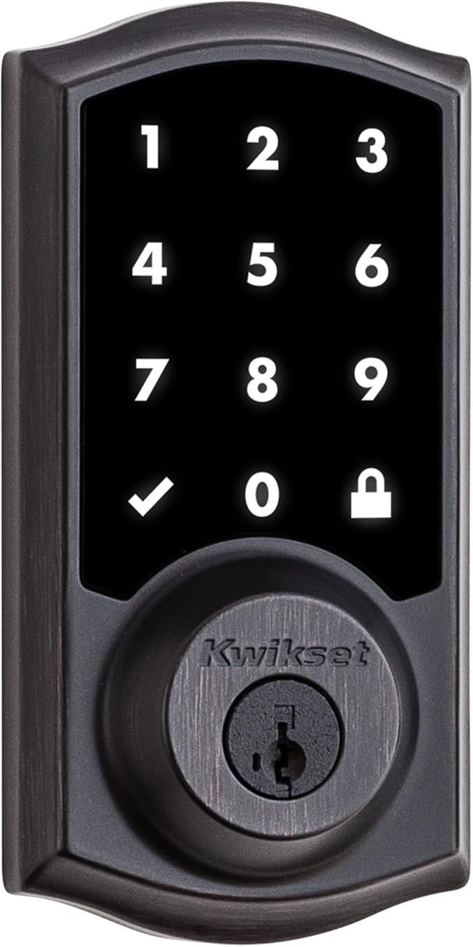Kwikset SmartCode 916 Z-Wave Smart Lock, Keyless Entry Ring Compatible Door Lock, Touchscreen Electronic Deadbolt, SmartKey Re-Key Security, Smart Hub Required, Traditional Venetian Bronze