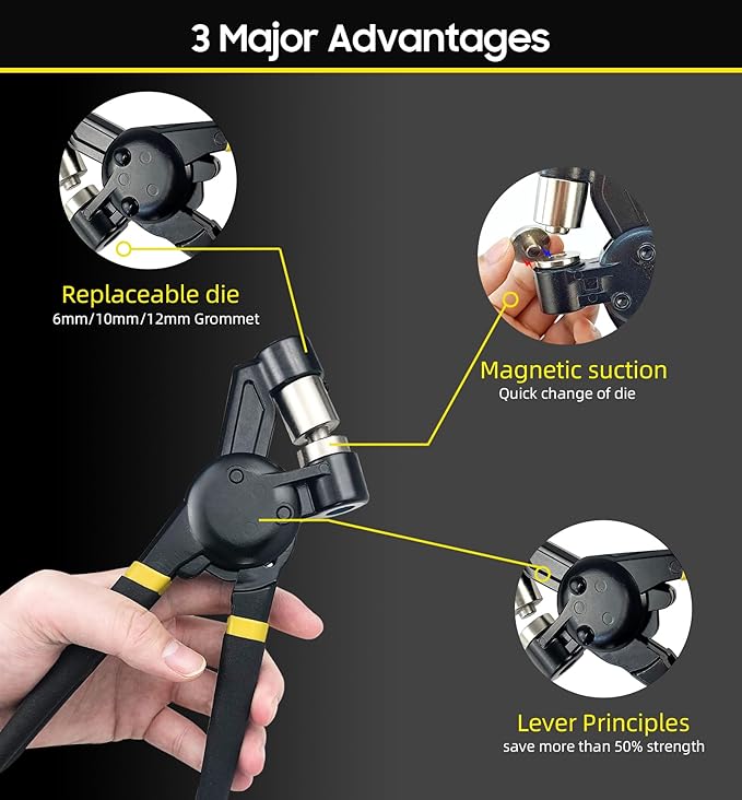 Grommet Tool Kit 1/2 1/4 3/8 Multi-Size Hole Punch, 600 Pcs Heavy Duty Grommets Tool Kit, Eyelets and Grommets for Tarps, Fabric Rings, Leather, Tents, Vinyl, Canvas and so on