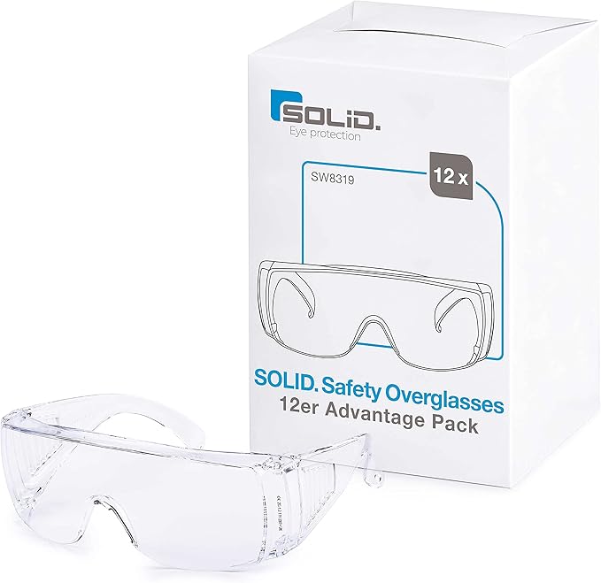 SolidWork Safety Glasses Clear Lens with Side Shields, Anti Fog, Anti Scratch, Anti-Glare, Protective Eyewear for Men & Women
