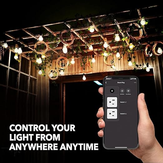 BN-LINK Outdoor Smart Dual Outlet, Heavy Duty Wi-Fi Plug, Independent Control Outlets, Compatible with Alexa and Google Assistant 2.4 GHz Network only