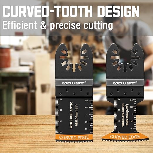 Adust 106 Pack Oscillating Saw Blades with Case, Universal Multitool Blades, Oscillating Tool Blade, Curved Blade/Extra Long/Titanium/Bi-Metal for Wood/Metal/Plastic Fit Dewalt Milwaukee Ryobi