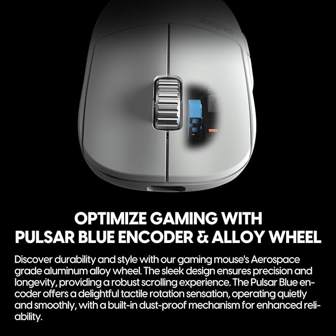 Pulsar Gaming Gears - X2H eS Wireless Gaming Mouse, Limited Edition, Symmetrical, Optical Switch, OLED Display, Driverless, PAW3395 Sensor, 100H Battery, 4K dongle Included (Medium, White)