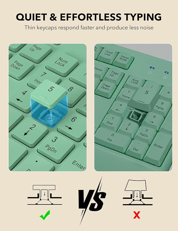 Wireless Keyboard and Mouse Combo - Full-Sized Ergonomic Keyboards with Wrist Rest, Phone Holder, Sleep Mode, Silent 2.4GHz Cordless Combo for Computer, Laptop, PC, Mac, Windows -Trueque