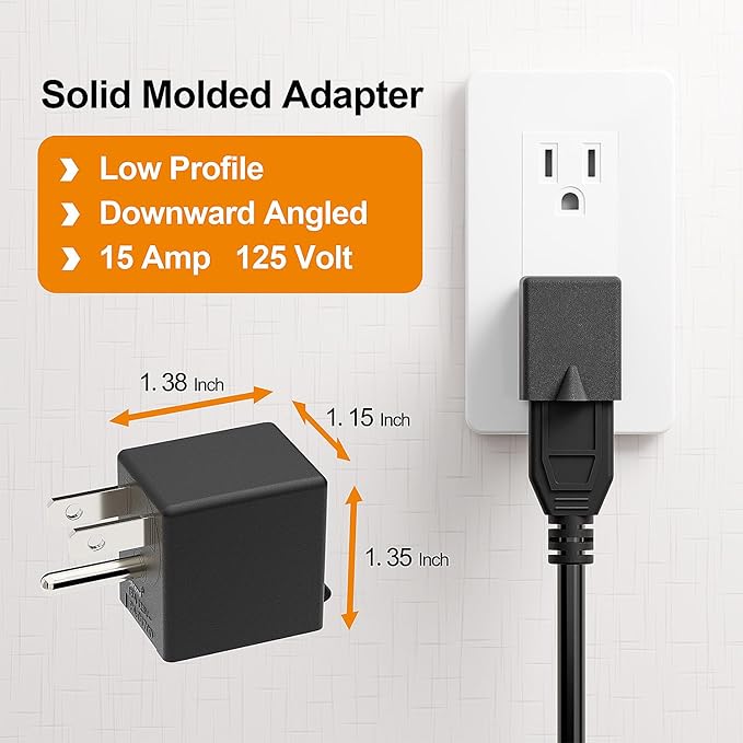 PA-0170D 90 Degree Right Angled USA Male-Female Power Adapter, 5-15P to 5-15R Direction Changer, Space Save Black