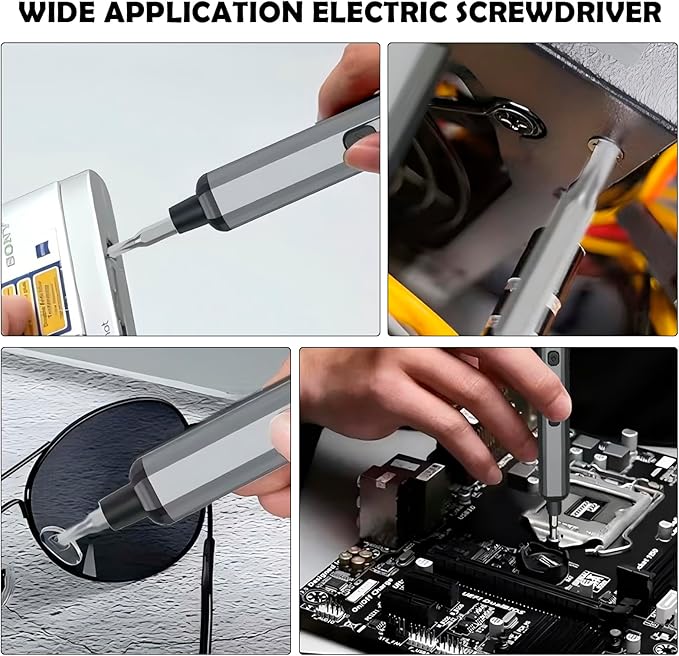 Electric portable screwdriver. 70-in-1 mini precision electric screwdriver set. Essential repair tools for home use.
