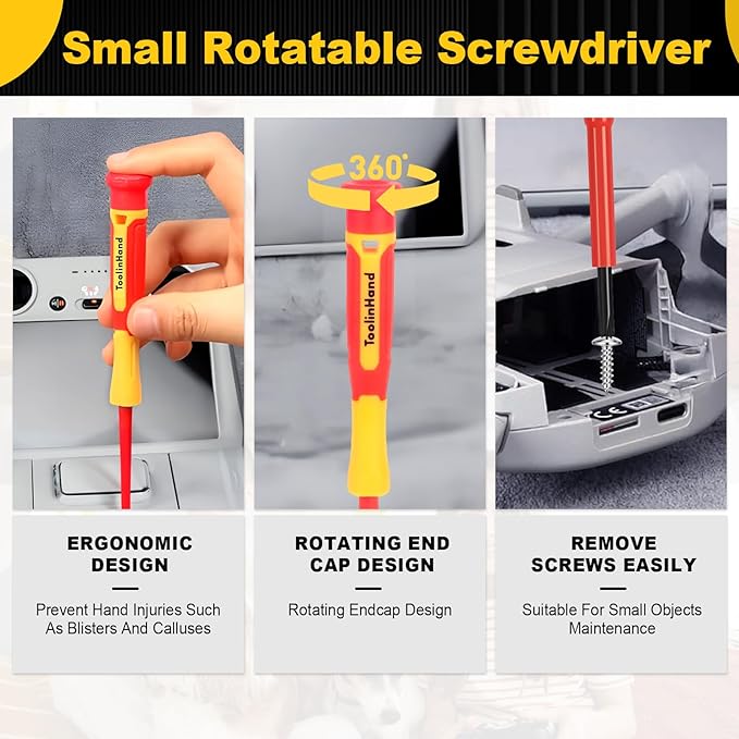 1000V Mini Insulated Electrician Screwdriver Set 8-Piece, Magnetic Tip Mini Electrician Screwdriver Set Slotted(1.8mm,2.0mm2.5mm,3.0mm), Phillips: (PH1, PH0, PH00, PH000)