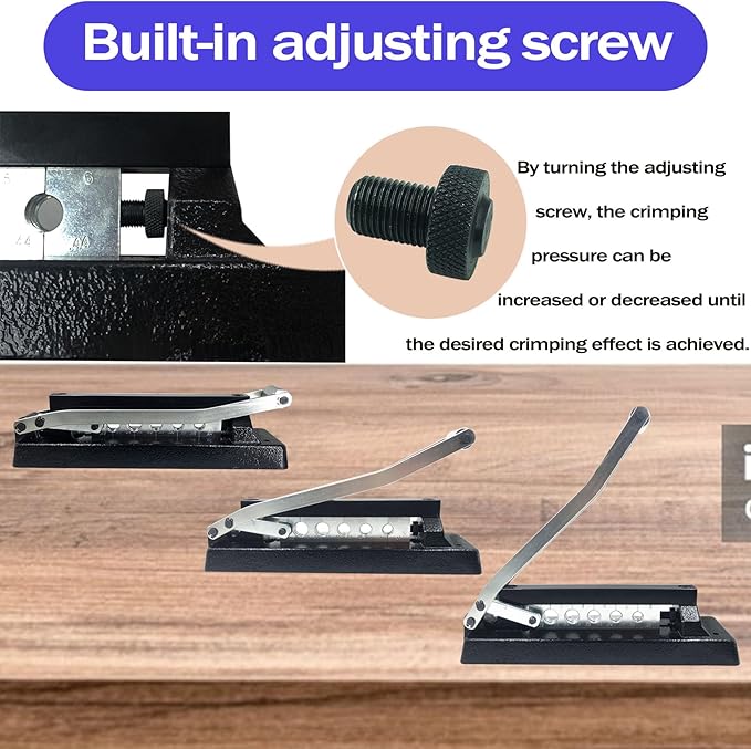 Heavy Duty Bench Hose Crimper for 1/4, 5/16, 3/8in ID Hoses, Hose Crimping Tool with Ferrules Fittings (50pk) 0.593" ID & 0.625" ID, Kit, Air Hose Repair Kit, Air Hose Crimper, Torch Hose Repair Kit