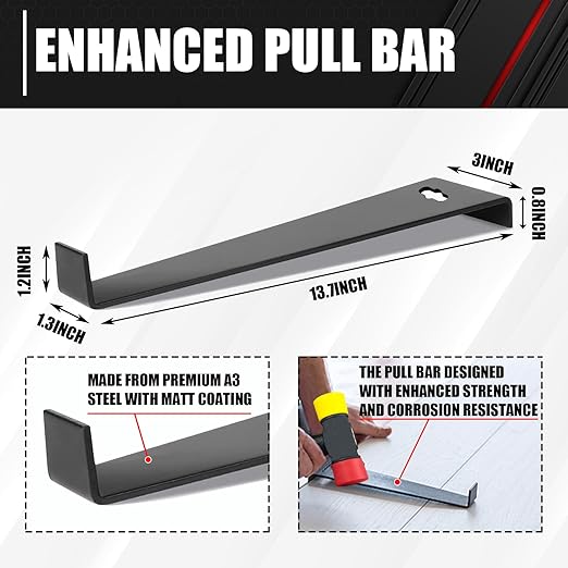 C&T 33-Piece Laminate Wood Flooring Installation Kit with Double-Face Hammer, Heavy Duty Pull Bar, Tapping Block and 30-Piece Spacers, Vinyl Floor Installation Kit