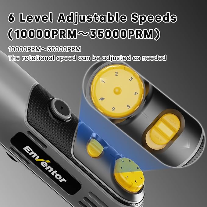 Enventor 130W Corded Rotary Tool, Power Electric Rotary Tool Kit with 204pcs Accessories Kit, 6-Speed 10,000-35,000RPM, Power Multi-Purpose Set for Sanding, Polishing, Engraving, Drilling, DIY Crafts