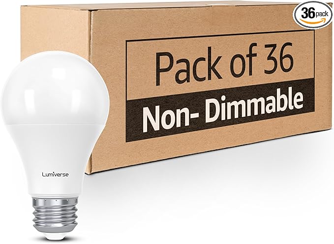 Lumiverse 36 Pack A19 Led Light Bulb, 9 Watt [60W Equivalent], 5000K Daylight White, E26 Base Bulb, Non-dimmable, 800lm Light Bulbs, UL Listed