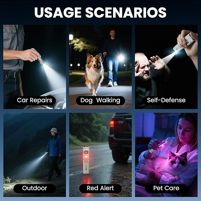 Flat Flashlights Rechargeable Small Tactical Flashlight with Clip,Stainless Steel EDC Led Light with Digital Display,880 Lumen Pocket Flashlight Dual-Switches13 Modes for Home Use,Outdoor and Work