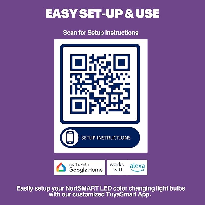 Norb SMART Light Bulb, Tunable Wellness LED, Full Spectrum White & Color Changing, Alexa & Google Home Compatible, No Hub Required, Dimmable, A19, 9W Bulb for Home Automation, WiFi, Bluetooth (4-Pack)