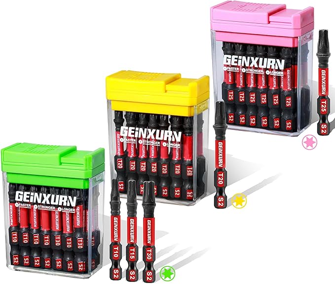 Impact Torx Screwdriver Bits Set,45 Pcs Magnetic (T10/T15/T20/T25/T30) S2 Steel Multi Star Driver Bits with Storage Colorful Box