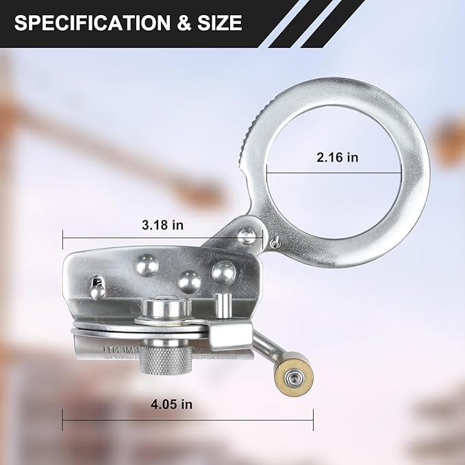 Stainless Steel Anti Panic Trailing Rope Grab, for 5/8" Rope Diameter Fall Protection