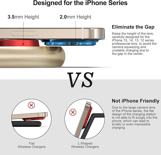 Magnetic Charging Station, 3 in 1 Faster Mag-Safe Wireless Charger Stand, Wireless Charging Pad for Apple Devices, iPhone 16/15/14/13/12 Series, iWatch Series, AirPods (Golden)