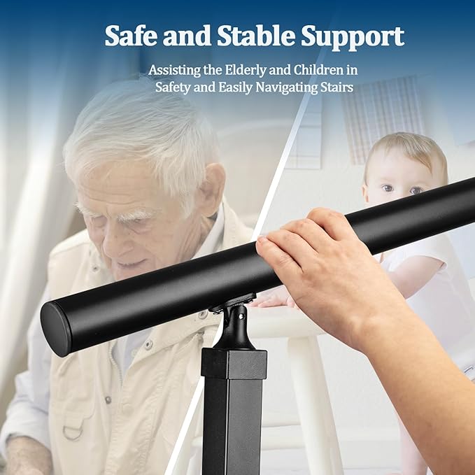 Modern Adjustable Handrails for Stairs and Outdoor Balcony - Ensure Safety and Style, Durable Construction, Weather-Resistant, Ideal for Stair Railing Porch 3 Step