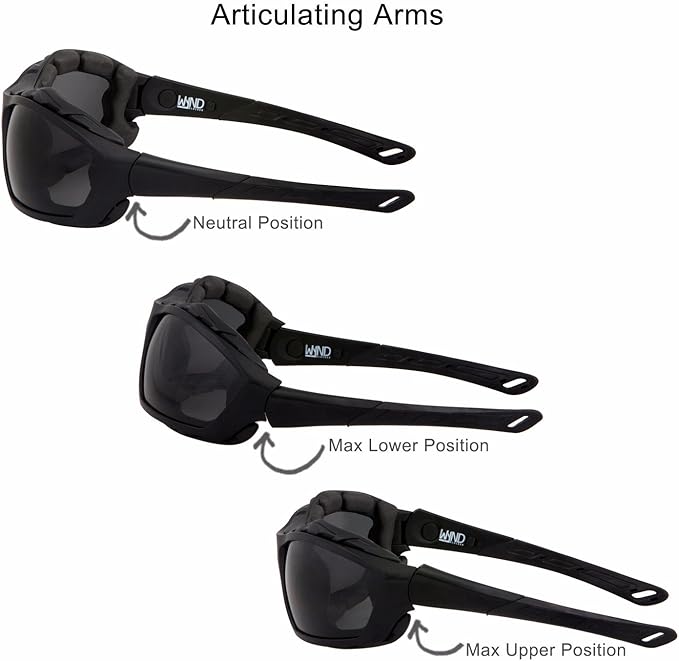 WYND Blocker Motorcycle Riding Glasses Extreme Sports Wrap Sunglasses (Black/Smoke)