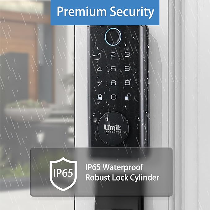 Fingerprint Smart Door Lock with Heavy Duty Handleset, Keyless Entry Door Lock, Electronic Keypad Deadbolt Locks, App Control for Front Door, Home (Matte Black)