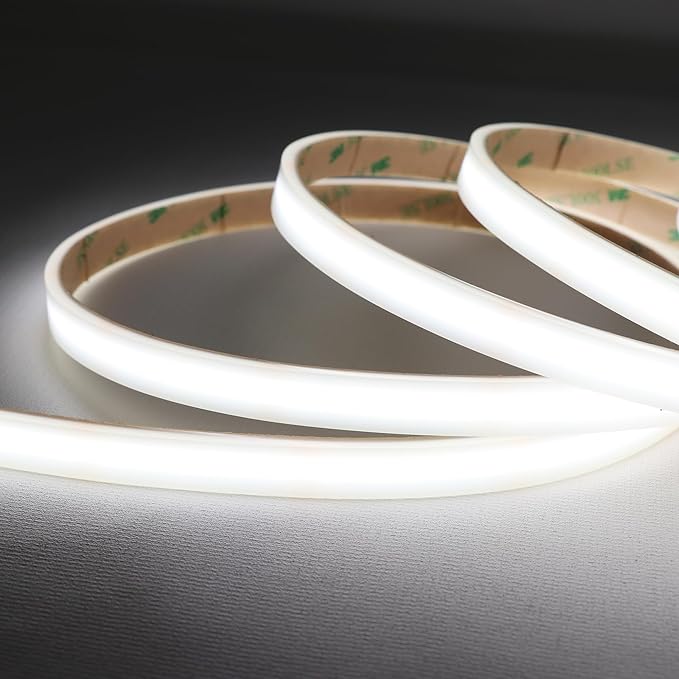 COB White LED Strip Lights, 6000K 528LEDs/M 90Ra+ DC12V Silicone Tube LED Lights Strips, Outdoor Waterproof IP67 Linear COB LED Tape Light for Garden Backyard Wheel Lights