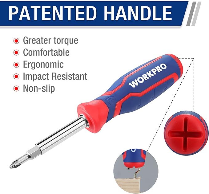 WORKPRO 15-in-1 Multi-bit Screwdriver Set Tool All in One, Portable Multi-purpose Screw-driver, Slotted/Philips/Torx/Square