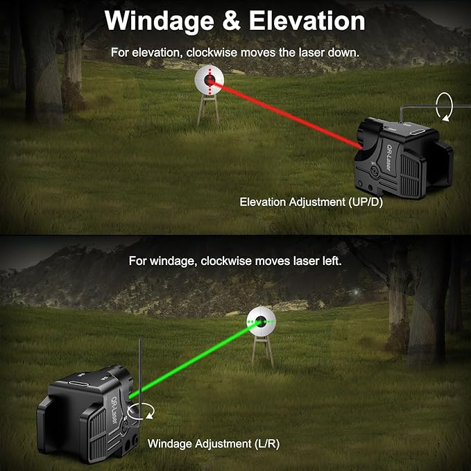 Red Green Purple Blue Laser Light Combo, 800 Lumens Tactical Flashlight Laser Sight, Built-in USB Rechargeable Battery, Adjustable Compact Tactical LED Light Laser Beams for Handguns with a Rail