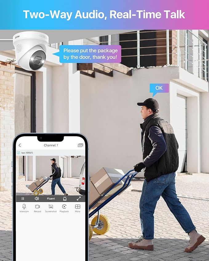 ZOSI 32CH 4K PoE Security Camera System,8pcs 8MP Indoor Outdoor IP Cameras,Person Vehicle Detection,2 Way Audio,Color Night Vision,Siren Alarm,16 Port 32 Channel NVR with 4TB HDD for 24/7 Recording