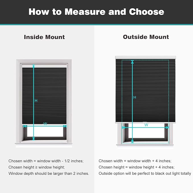Changshade Cordless Cellular Shades, Blackout Honeycomb Shades for Windows, Pull Down Pleated Blinds, Easy to Install for Indoor Windows and French Doors,33.5" W x 72" H, Black