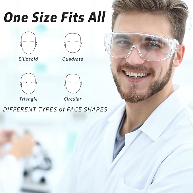 Safety Glasses Over Eyeglasses with Anti-Fog and Scratch Resistant ANSI Z87 Safety Goggles Over Glasses