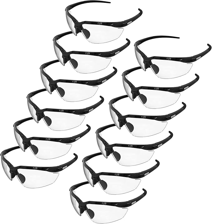 JORESTECH Safety Eyewear, ANSI Z87+ Impact Resistant Polycarbonated Eye Protection Safety Glasses, pack of 12