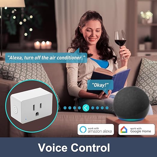 2 Pack Smart Plugs, WiFi Outlets Compatible with Alexa&Google Assistant,15A/1800W Max, Smart Socket with Timer and Group Control, No Hub Required, Simple Setup, for Home(2.4G WiFi Only)