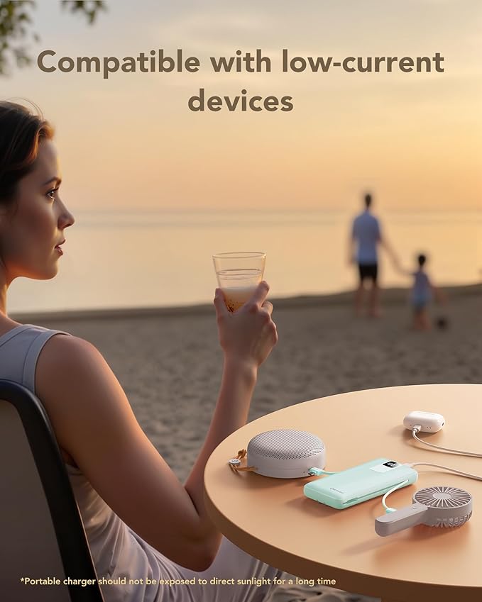 Charmast Portable Charger with Built-in Cables and Wall Plug, 20000mAh 20W USB C Power Bank Fast Charging Battery Pack Compatible with iPhone iPhone 16/15/14/13 Series, Samsung Google iPad etc