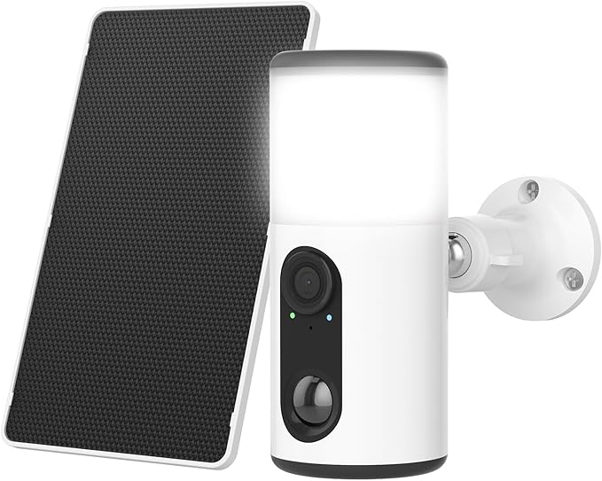 ANRAN Solar Security Cameras Wireless Outdoor with Light,2K Porch Floodlight Camera with Color Night Vision & AI Motion Detection,2-Way Talk Spotlight Siren Alarm,Compatible with Alexa