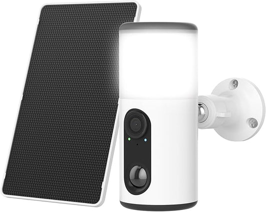 ANRAN Solar Security Cameras Wireless Outdoor with Light,2K Porch Floodlight Camera with Color Night Vision & AI Motion Detection,2-Way Talk Spotlight Siren Alarm,Compatible with Alexa