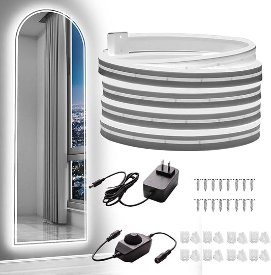 White Led Strip Lights, 16.4ft/5m Neon Light Strip, 12V Flex Waterproof Neon LED Strip Silicone LED Neon Rope Light for Kitchen Bedroom Indoor Outdoor DIY Styling ecoration