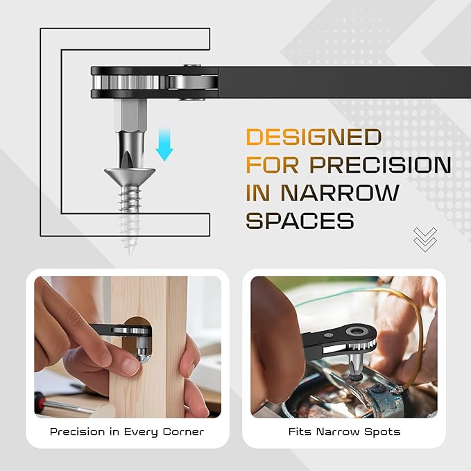 Tools for Men Gifts Right Angle Screwdriver: T5 T6 T7 Torx Star Bit & Ratchet Allen Wrench Drill Bit Set + Square Drive Bit & Small Ratcheting Wrench Screwdriver Set, Men Husband Dad Stocking Stuffers