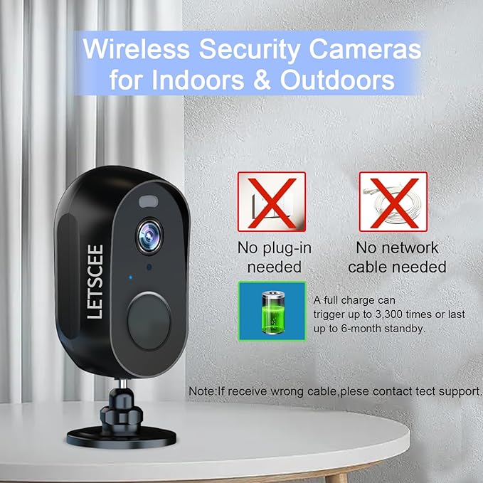 Security Cameras Wireless Outdoor or Indoor,Alexa Cameras for Home Security Outside with Night Vision,2-Way Audio,Motion Detection,SD/Cloud Storage,Motion Zone,IP65 Weatherproof