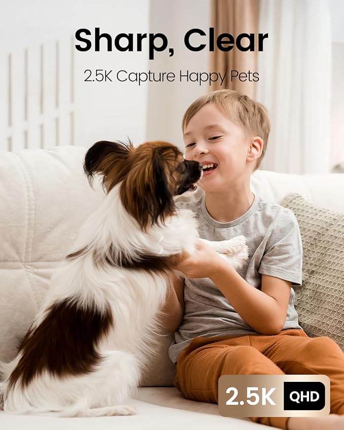 VIMTAG 5G/2.4G 2.5K Indoor Camera, Dog Camera with Speaker Pan-Tilt, Baby Monitor Cameras for Home Security, w/Motion Tracking, Phone App, 2-Way Audio, IR Night Vision, Siren, Works with Alexa