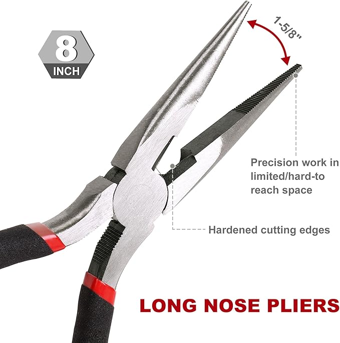 FASTPRO 6-Piece Utility Pliers and Wrench Set, Includes 10" Groove Joint, 10" Slip Joint, 8" Linesman, 8" Long Nose, 6" Diagonal Pliers and 8" Adjustable Wrench