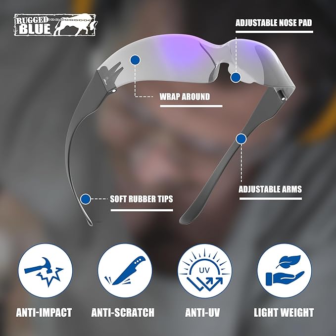 Work Safety Glasses For Men | Ansi Z87 Certified Safety Goggles For Shooting Range | Anti-Scratch Outdoor Glass