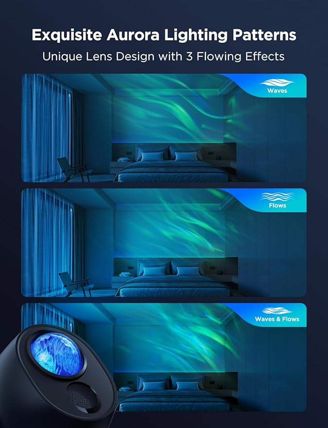 Govee Star Light Projector with 3 Aurora Flowing Effects, Star Projector Works with Matter, Alexa and Google Assistant, 16 Million Colors, 52 Scene Modes, Night Light Projector, Without Plug