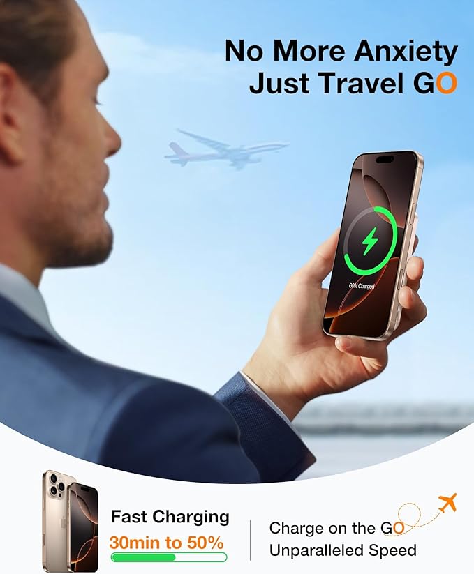 TORRAS 0.45" Slim Magnetic Portable Charger Power Bank for iPhone 5000 mAh 22.5W PD Fast Charging Wireless Battery Pack O Stand Compatible with Magsafe, i Phone 16 Pro Max, Pro,15,14,13,12, Rose Gold