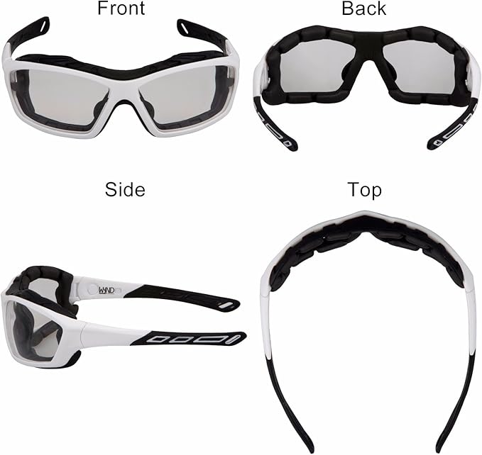 WYND Blocker Motorcycle Riding Glasses Extreme Sports Wrap Sunglasses (White/Clear)
