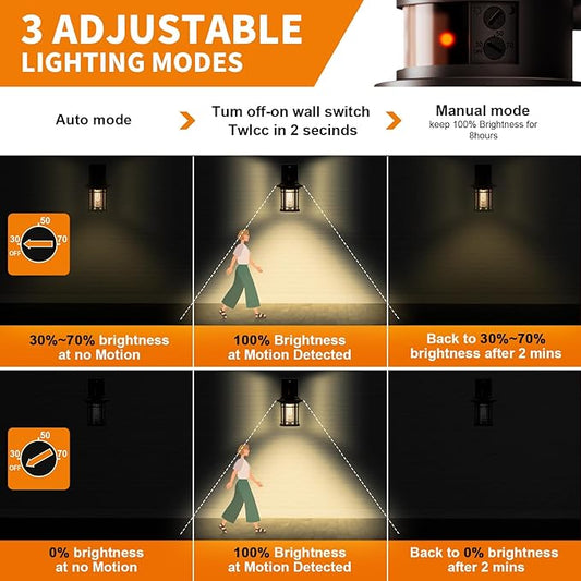 Motion Sensor Outdoor Lights, Brown Dusk to Dawn Outdoor Lighting, Exterior Light Fixtures with 3 Working Modes, Wall Mounted IP65 Waterproof Lights for House Porch Patio